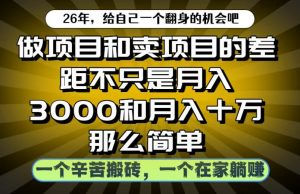 做项目和卖项目不只是月入3K和10W那么简单，一个努力搬砖，一个在家躺賺【揭秘】-最全资源库