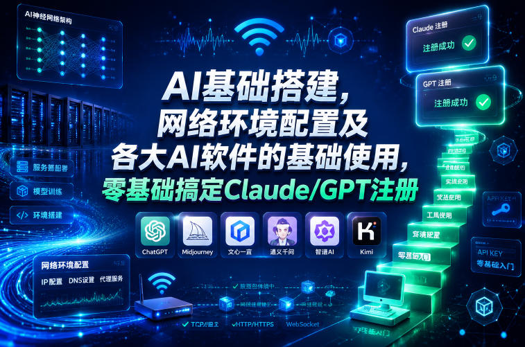 AI基础搭建，网络环境配置及各大AI软件的基础使用，零基础搞定Claude/GPT注册-最全资源库