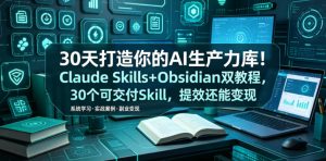30天打造你的AI生产力库!Claude Skills+Obsidian 双教程,30 个可交付 Skill,提效还能变现-最全资源库