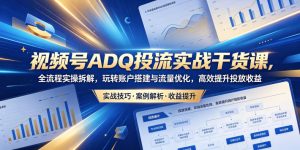 视频号ADQ投流实战干货课,全流程实操拆解,玩转账户搭建与流量优化,高效提升投放收益-最全资源库