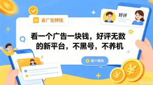 看一个广告一块钱，好评无数的新平台，不黑号，不养机，一撸几十块钱还是不错的【揭秘】-最全资源库