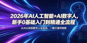 2026年AI人工智能+AI数字人,新手0基础入门到精通全流程,从AI认知到数字人全自动,一套打通全链路-最全资源库