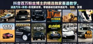 抖音百万粉丝博主的精选独家赛道教学,涵盖汽车+体育+影视解说等,零基础也能快速起号、涨粉、变现-最全资源库