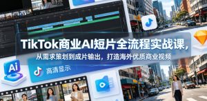 TikTok商业AI短片全流程实战课,从需求策划到成片输出,打造海外优质商业视频-最全资源库