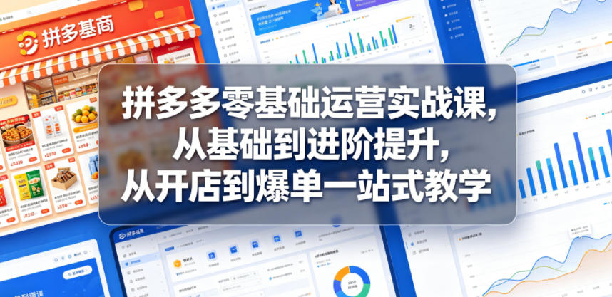 拼多多零基础运营实战课，从基础到进阶提升，从开店到爆单一站式教学-最全资源库