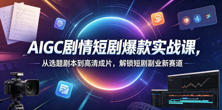 AIGC剧情短剧爆款实战课，从选题剧本到高清成片，解锁短剧副业新赛道-最全资源库