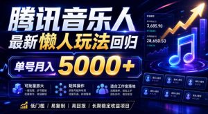 2026腾讯音乐人懒人项目,全自动无脑挂G,单号月入5000+,可批量放大矩阵,适合工作室落地【揭秘】-最全资源库