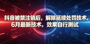 抖音被禁注销后,解除延续处罚技术,6月最新技术,效果自行测试-最全资源库