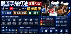 截流手搓打法实战SOP,抖音小红书视频号精准截流,快速获客,低成本高转化,一看即会-最全资源库