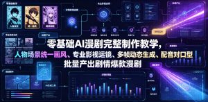 零基础AI漫剧完整制作教学，人物场景统一画风、专业影视运镜、多帧动态生成、配音对口型，批量产出剧情爆款漫剧-最全资源库
