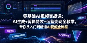 零基础AI视频实战课:AI生成+剪辑特效+运营变现全教学,带你从入门到精通AI视频全流程-最全资源库